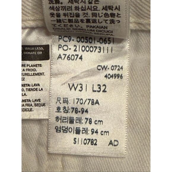 Levi's 501 ORIGINAL FIT MEN'S JEANS Size 31x32 White nwt (6320) - Picture 7 of 7